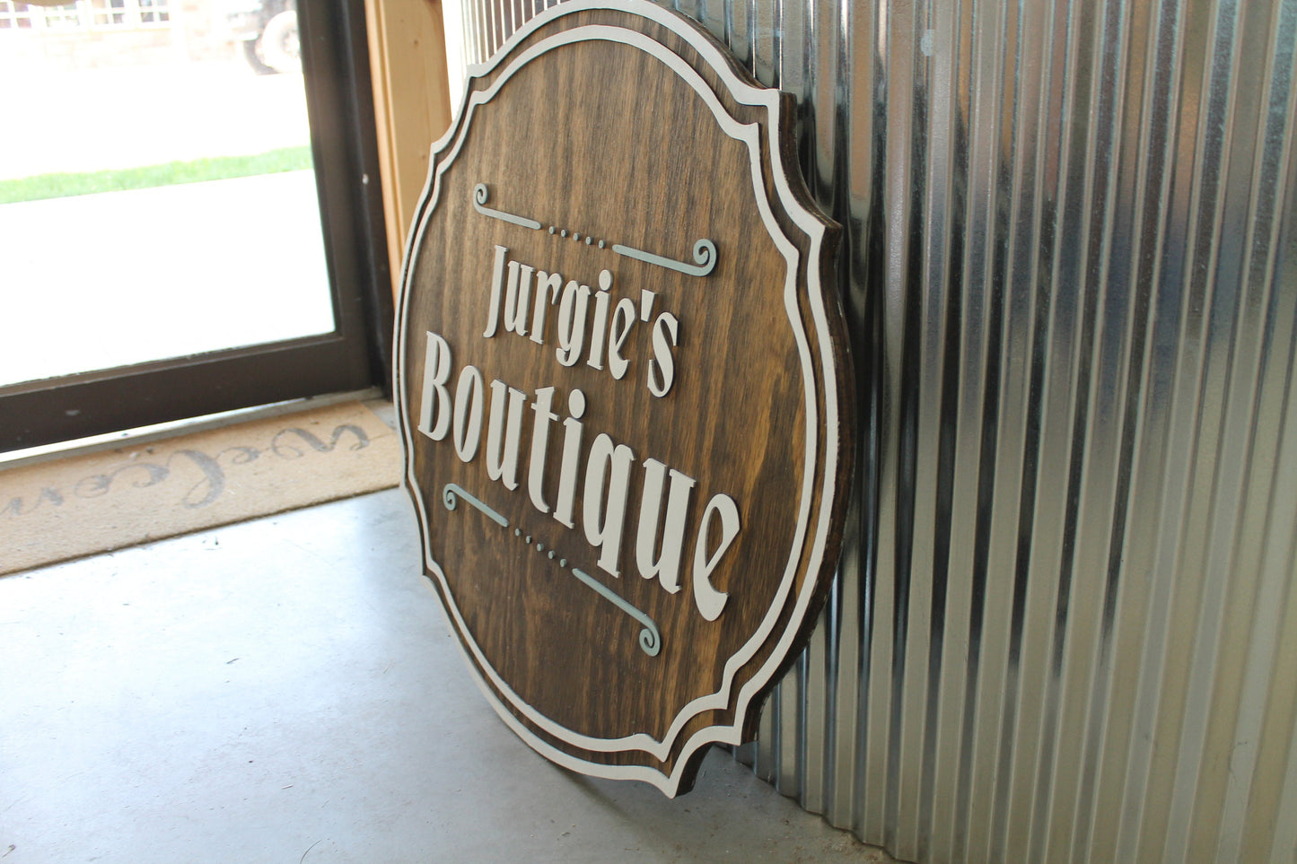 Custom Boutique Business Sign Clothing Store Artisan Oval 3D Large Custom Indoor Outdoor Small Business Laser Cut Wood Sign farmhouse