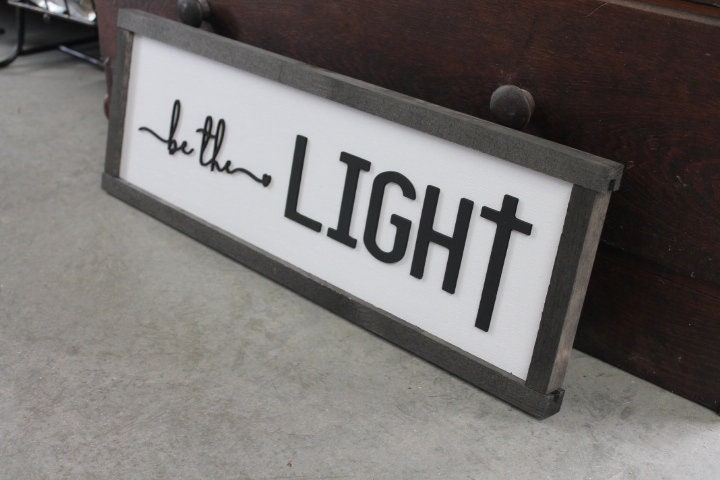 Be The Light Faith Christian Cross Jesus Biblical Home Decor Uplifting 3D Handmade Wall Art Inspirational Raised Wooden Sign