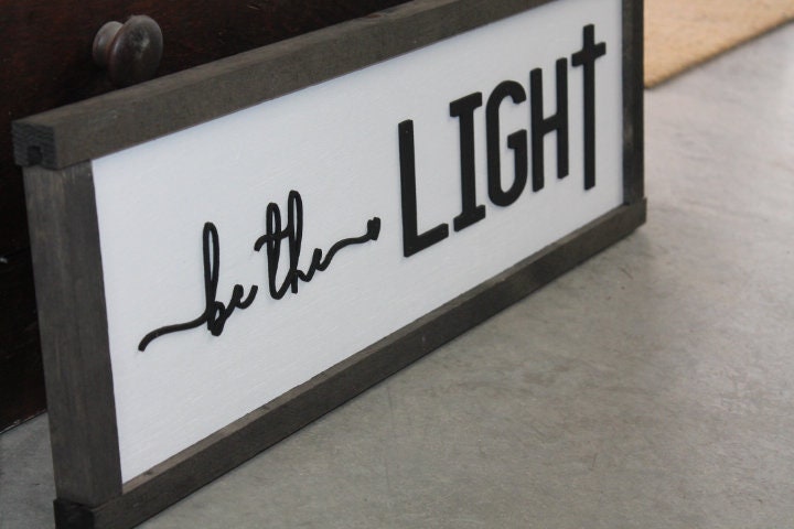 Be The Light Faith Christian Cross Jesus Biblical Home Decor Uplifting 3D Handmade Wall Art Inspirational Raised Wooden Sign