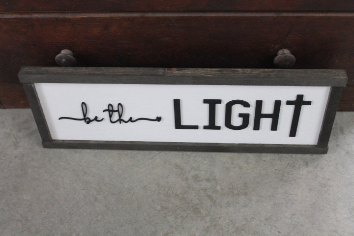 Be The Light Faith Christian Cross Jesus Biblical Home Decor Uplifting 3D Handmade Wall Art Inspirational Raised Wooden Sign
