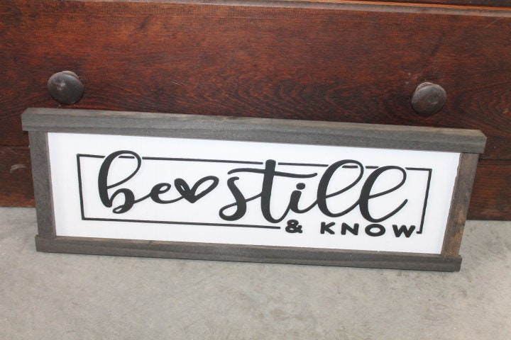 Be Still and Know Faith Christian Cross Jesus Biblical Home Decor Uplifting 3D Handmade Wall Art Inspirational Raised Wooden Sign
