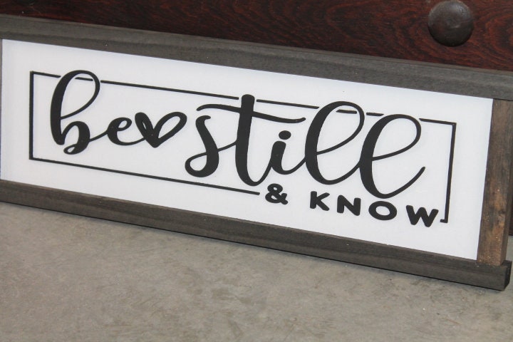 Be Still and Know Faith Christian Cross Jesus Biblical Home Decor Uplifting 3D Handmade Wall Art Inspirational Raised Wooden Sign