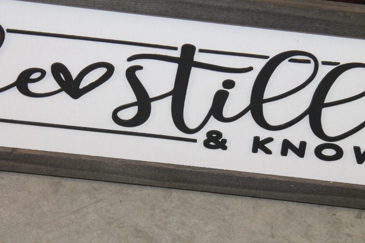 Be Still and Know Faith Christian Cross Jesus Biblical Home Decor Uplifting 3D Handmade Wall Art Inspirational Raised Wooden Sign