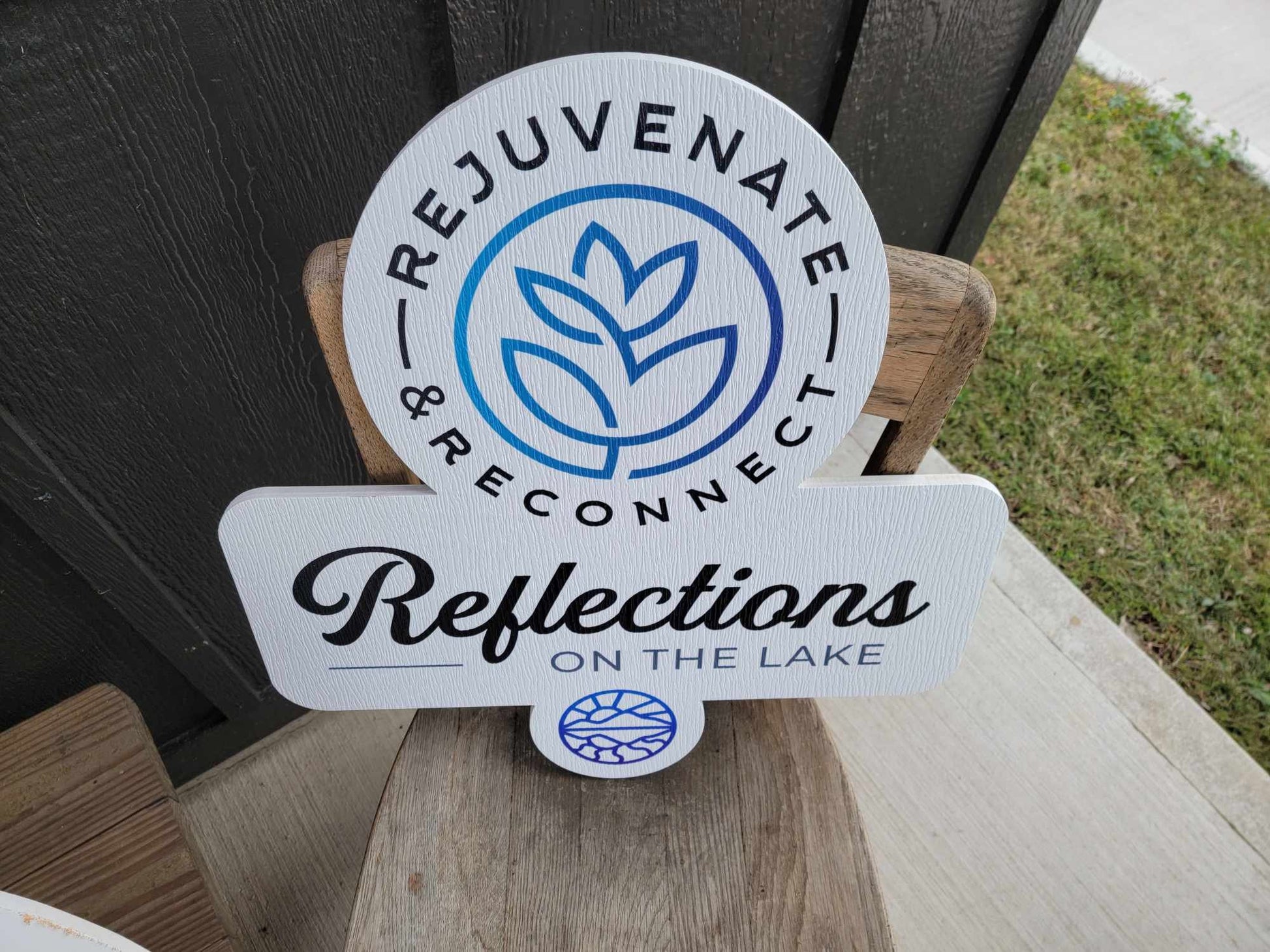 Custom Contour Logo PVC Sign Textured Rejuvenate Lake Spa Outdoor Ready for your Business Logo Great For Outdoor Ready to Hang Mount