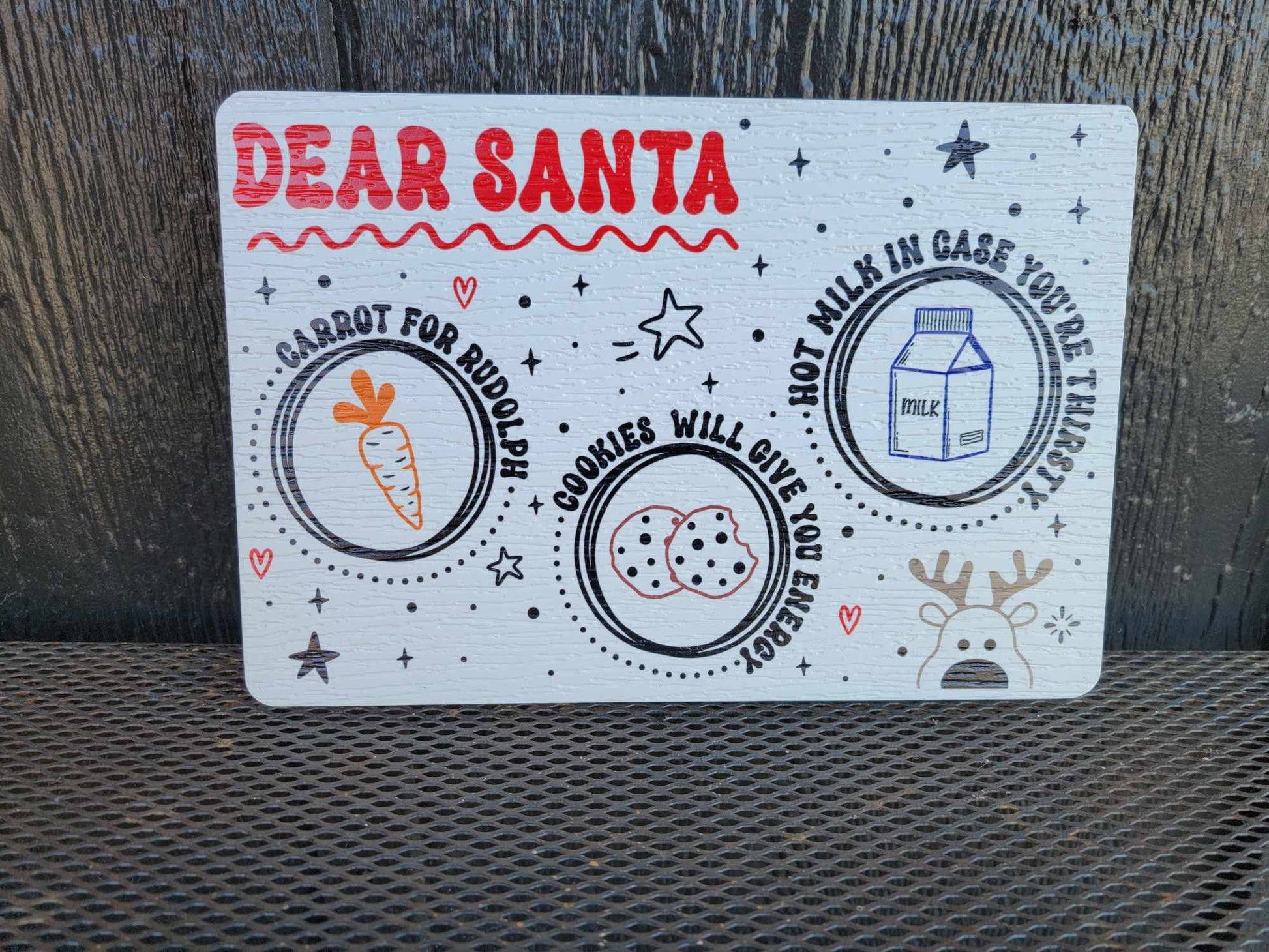Dear Santa Tray Cookies Milk Reindeer Carrot PVC Printed Christmas Day Treat Gift Snack Plate Leave for Santa