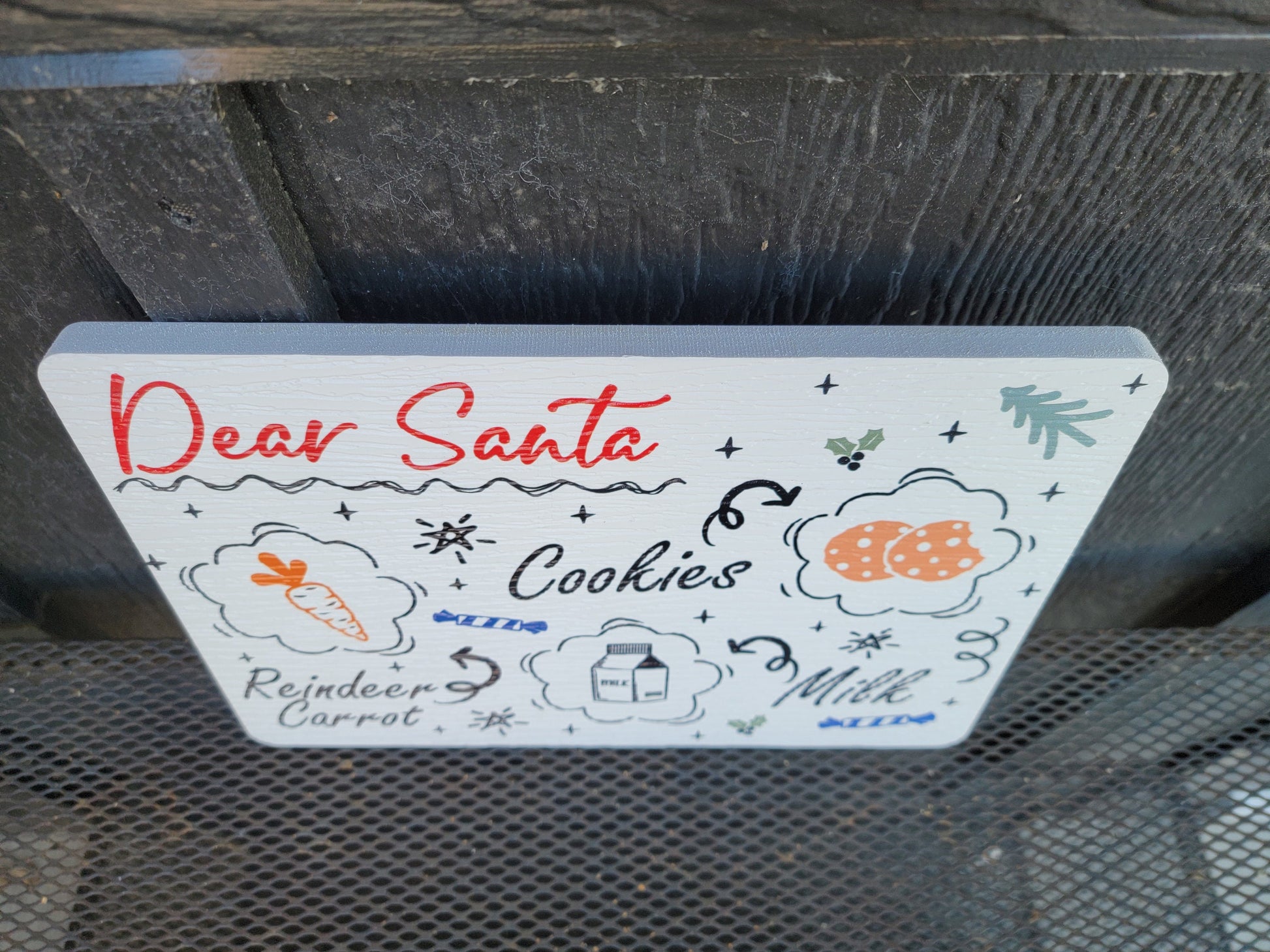 Dear Santa Cursive Drawing Tray Cookies Milk Reindeer Carrot PVC Printed Christmas Day Treat Gift Snack Plate Leave for Santa