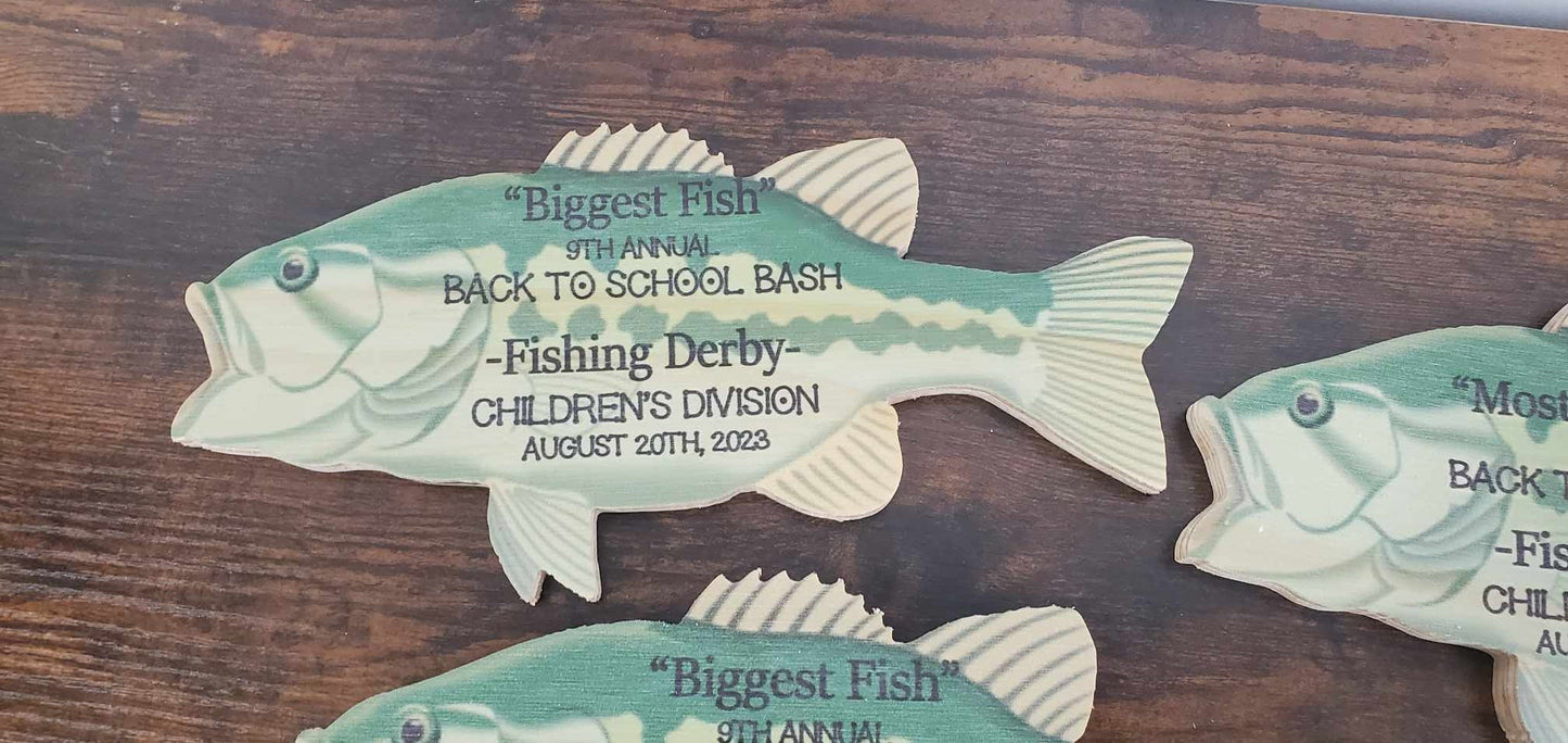 Customizable Fish Plaque Fisher Gift for men Gift for him Personalized Fisherman Bass Largemouth Printed Color Wooden Man Cave