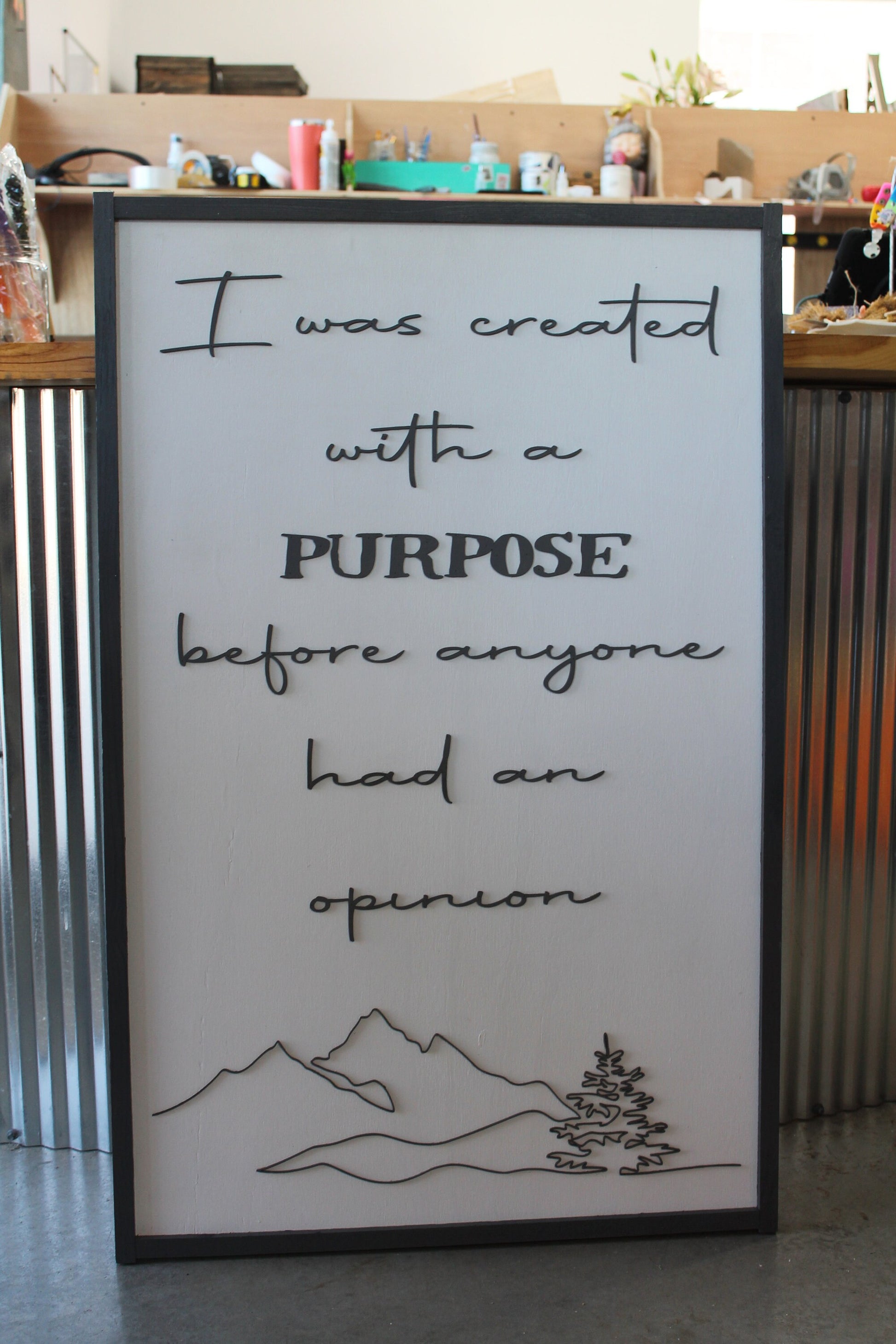 Purpose Created Before anyone had an opinion Inspire Mountains Kids Room kids Decor Happy Wooden Handmade Home decor Line Art