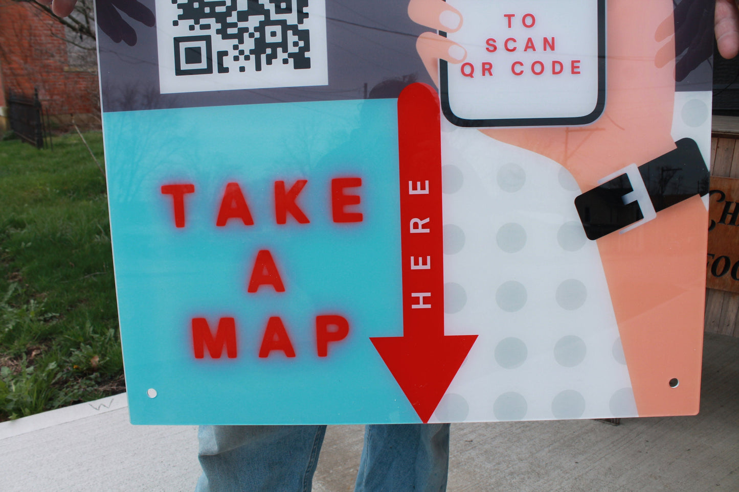 Custom Reverse Printed Acrylic QR Code Informational Commerical Signage Scan Map Business Sign Personalized Color Logo