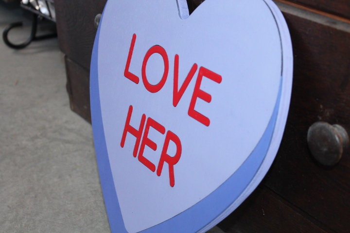 Valentines Day Conversation Heart Purple Cutout Love Her Photography Prop Decor Handmade Home Decor Raised 3D Giftable Sign Wall Art