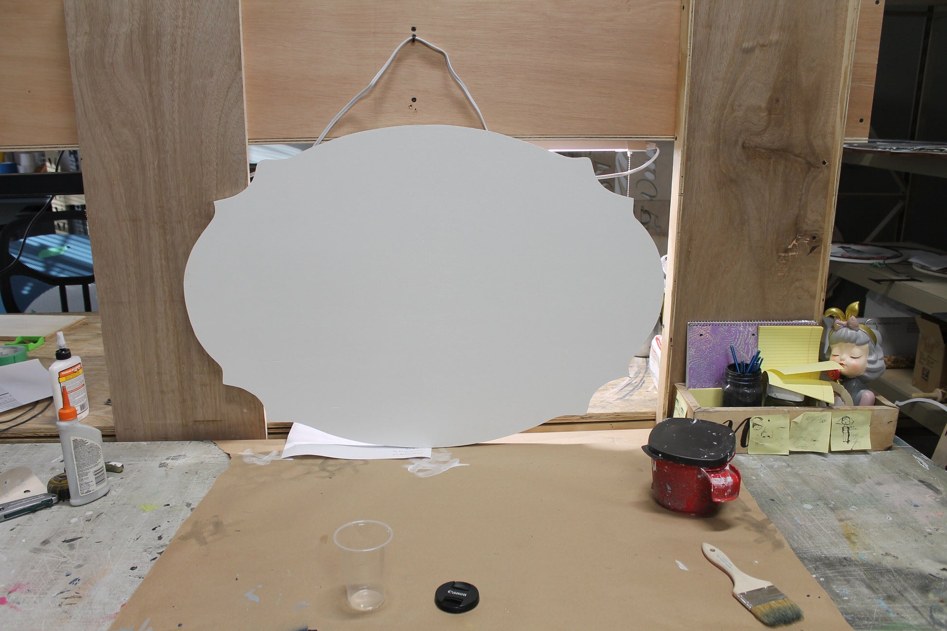 Custom Wood Sign Paint Tools Studio Shop Handmade Decor Store Sign Color Raised Logo 3D Personalized Commerical Signage Oval