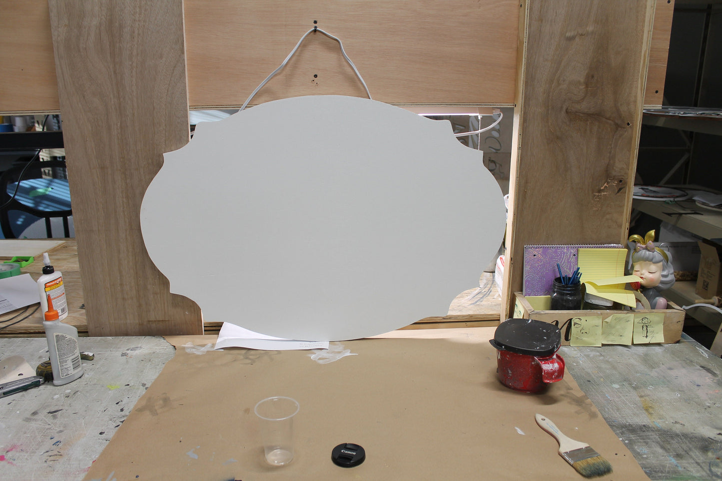 Custom Wood Sign Paint Tools Studio Shop Handmade Decor Store Sign Color Raised Logo 3D Personalized Commerical Signage Oval