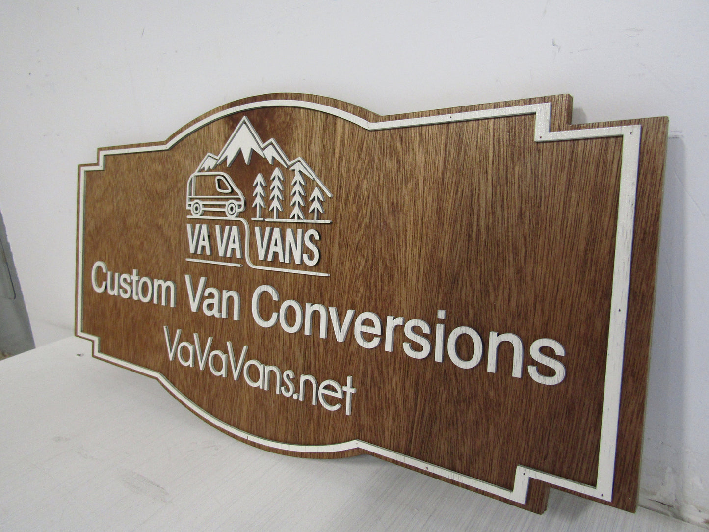 Custom Handmade Wood Sign for Outdoor Indoor Hanging Personalized Commercial Signage Van Vehicle Business Sign Raised Text Handmade
