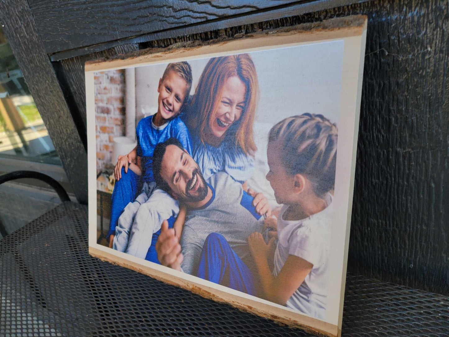Custom Sign Printed Family Photo Balsa Wood Live Edge Keepsake Gift Gift for her Wedding Gift Christmas Birthday Your Image Color