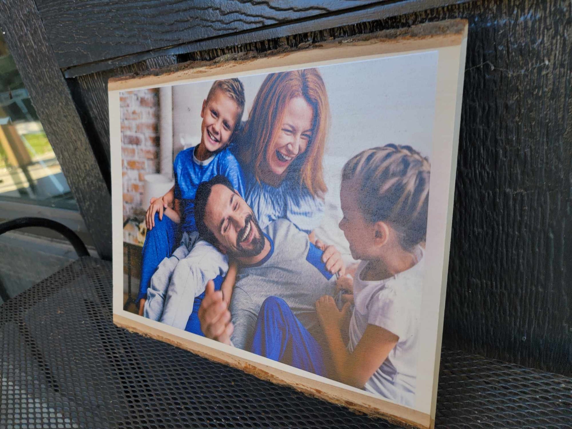 Custom Sign Printed Family Photo Balsa Wood Live Edge Keepsake Gift Gift for her Wedding Gift Christmas Birthday Your Image Color