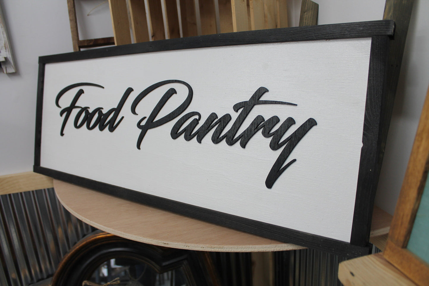 Customizable Wooden Sign Door Food Pantry Business Sign Framed Name Plate Commerical Signage 3D Raised Church Custom Matching Direction