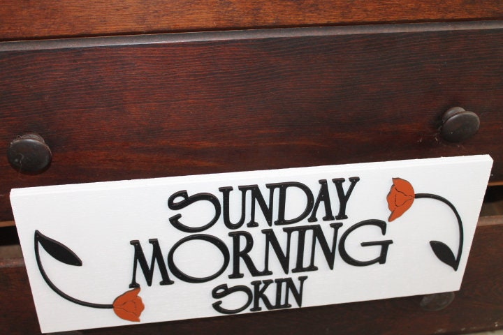 Custom Wooden Handmade Sign Skin Care Floral Poppy Unframed Commerical Signage 3D Raised Letters Company Name Personalized Customizable