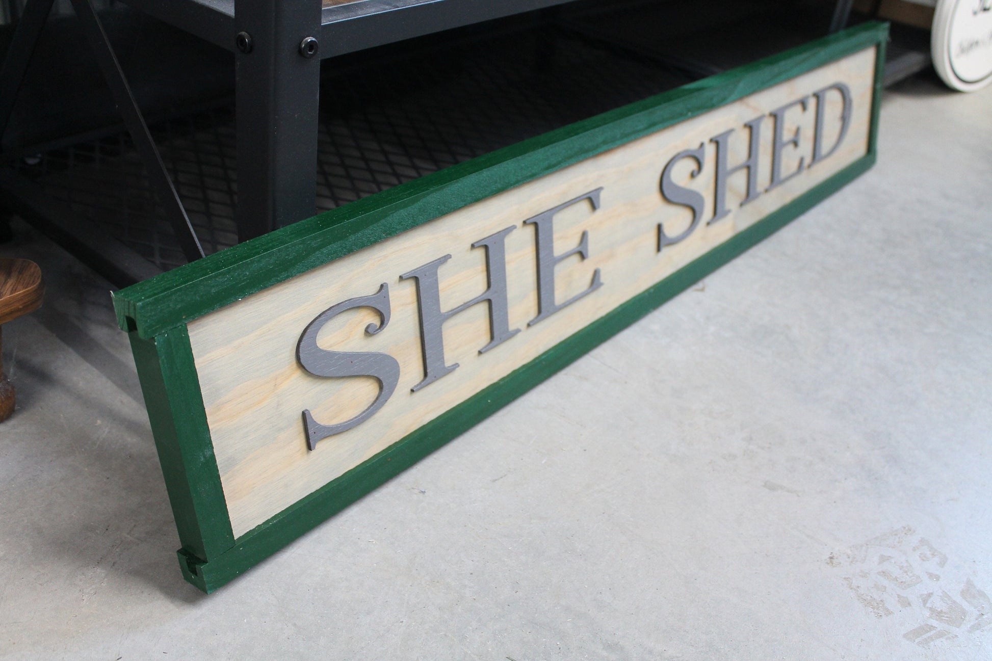 Wooden Sign She Shed Handmade Gift Building Sign Personalized Sign Custom Made to Order 3D Signage Ranch Style Country