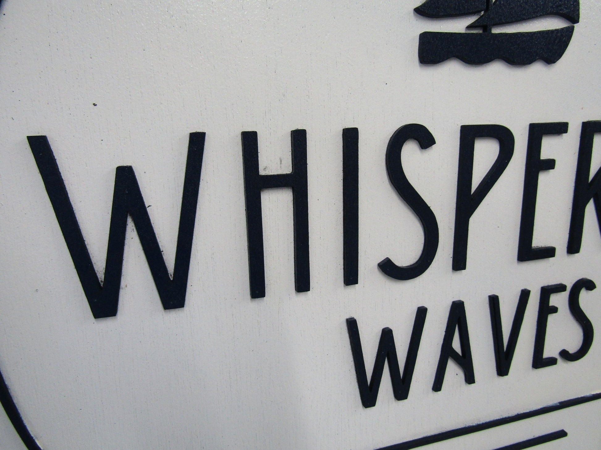 Custom Wooden Sign For Home Sail Boat Lake House Waves Round Made to Order Logo Circle Handmade Raised Text Home