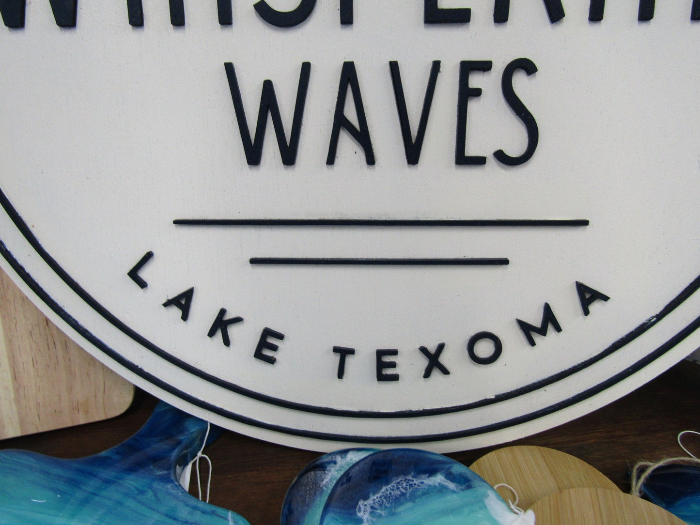 Custom Wooden Sign For Home Sail Boat Lake House Waves Round Made to Order Logo Circle Handmade Raised Text Home