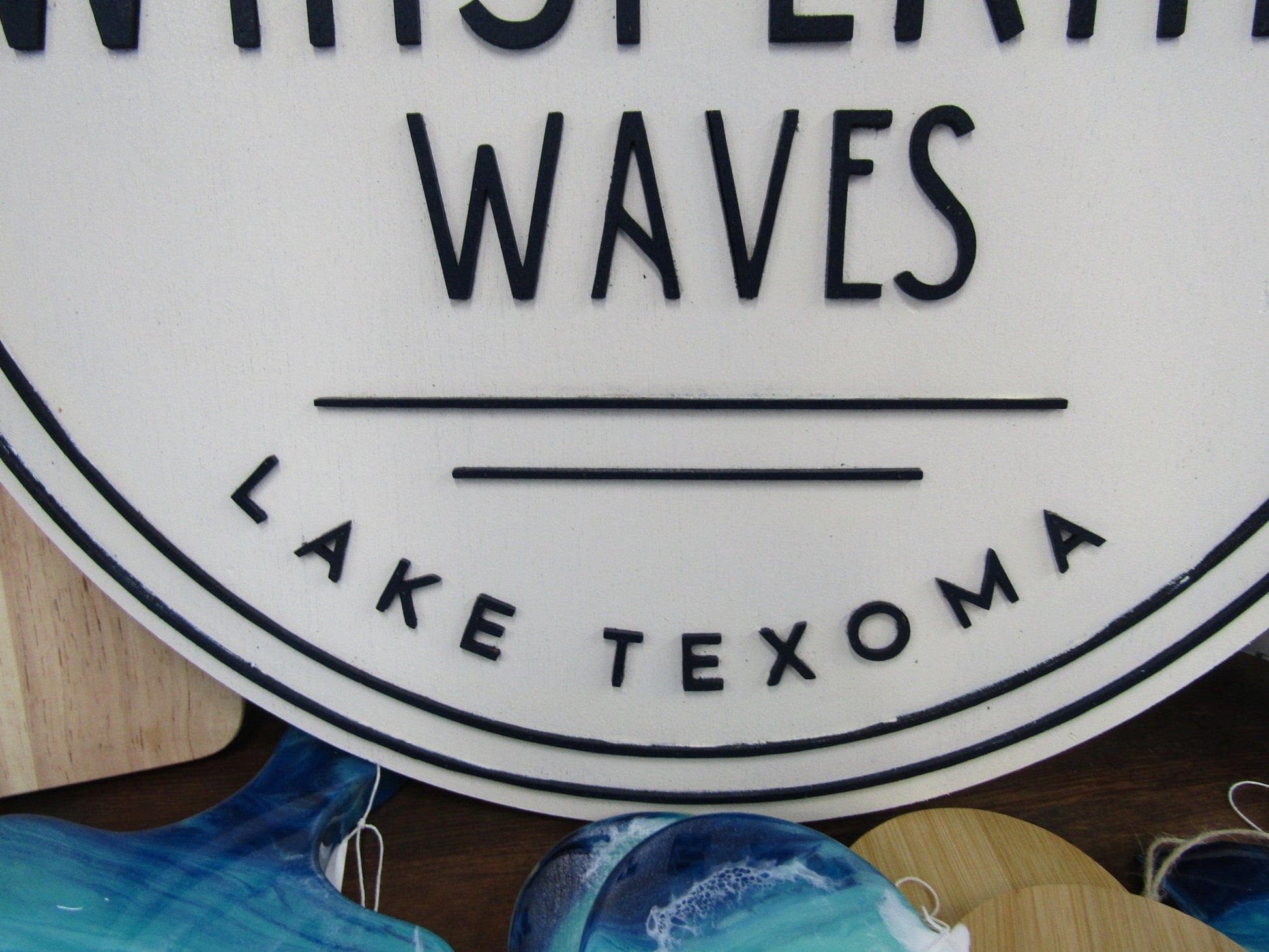 Custom Wooden Sign For Home Sail Boat Lake House Waves Round Made to Order Logo Circle Handmade Raised Text Home