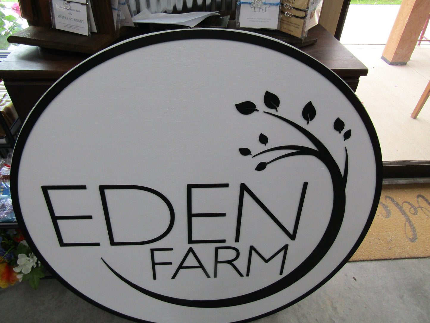 Custom Wooden Sign Eden Tree of Life Personalized Logo Round Made to Order Logo Circle Handmade Raised Text Home