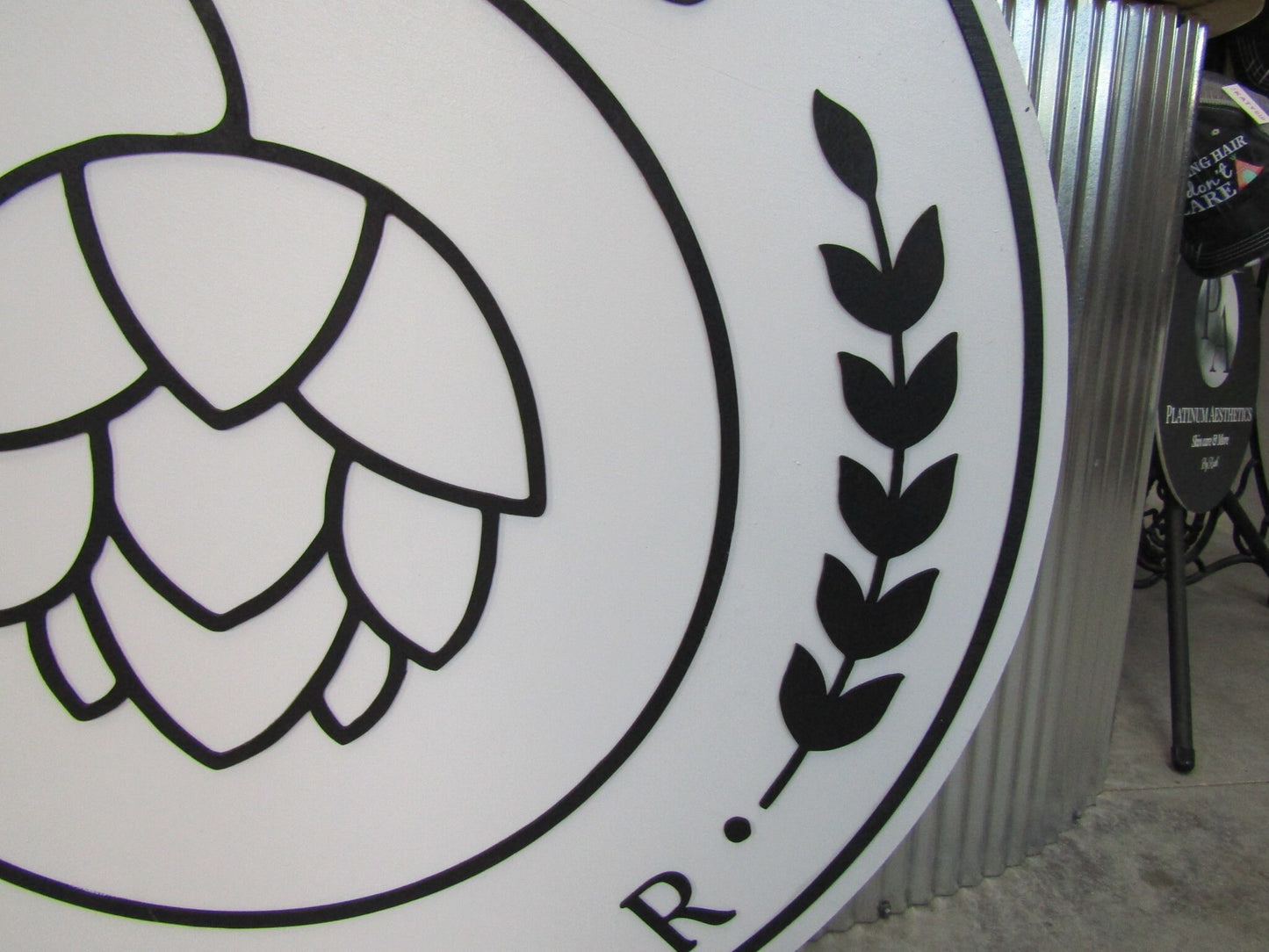 Custom Bar Sign Beer Round Business Drinks Food Barley Hops Babe Made to Order Logo Circle Wooden Handmade Raised Text Home