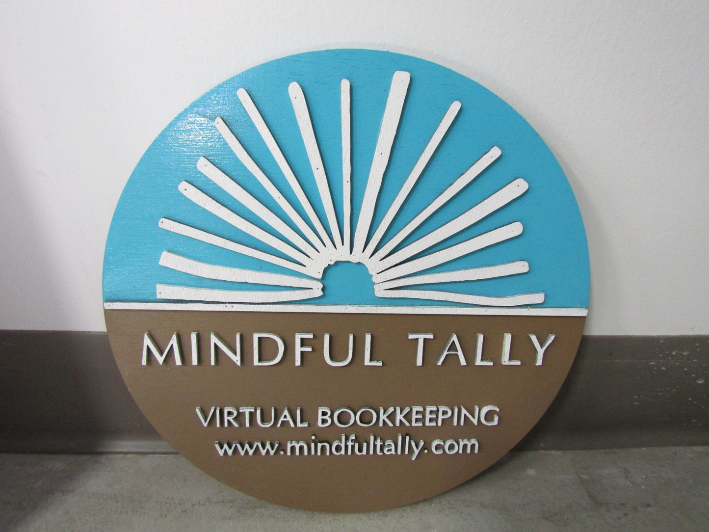 Custom Sign Round Business Natural Sunrays Bookkeeper Accountant Commerical Sign Single Or Double Sided Made to Order Store Wooden Handmade