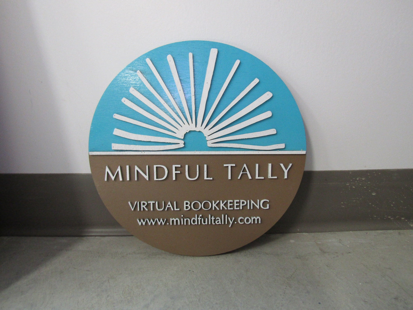Custom Sign Round Business Natural Sunrays Bookkeeper Accountant Commerical Sign Single Or Double Sided Made to Order Store Wooden Handmade