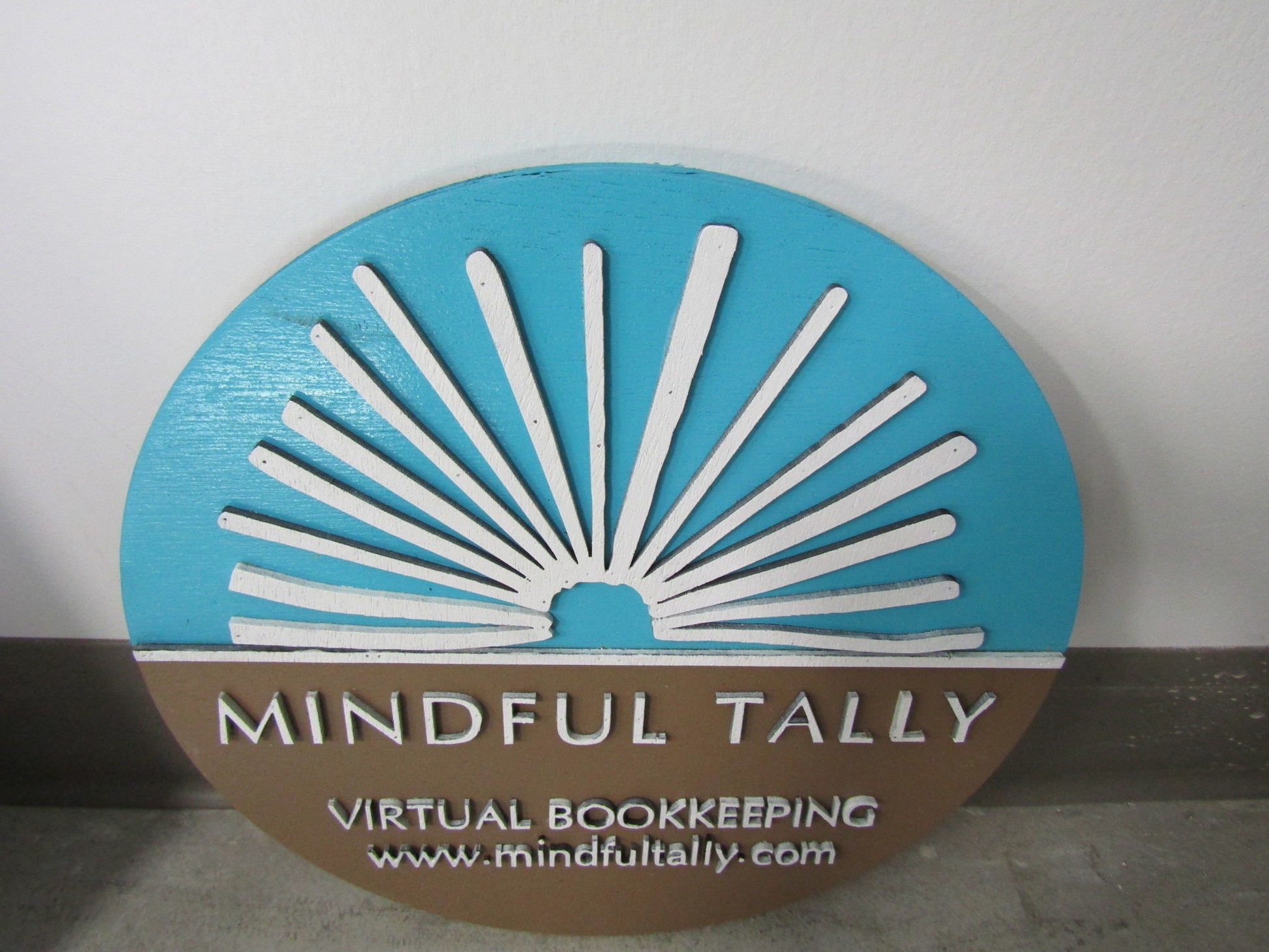 Custom Sign Round Business Natural Sunrays Bookkeeper Accountant Commerical Sign Single Or Double Sided Made to Order Store Wooden Handmade