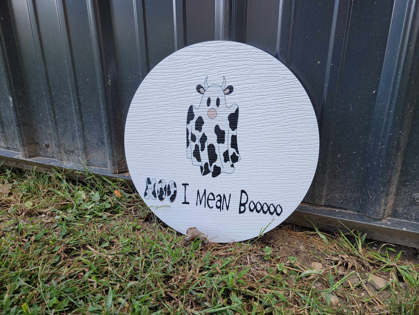 Boo Moo Ghost Cow Cow print Halloween Fall Porch Pumpkin Autumn Gourd PVC Weatherproof Ultraviolet Ink Doorhanger Outdoor Use