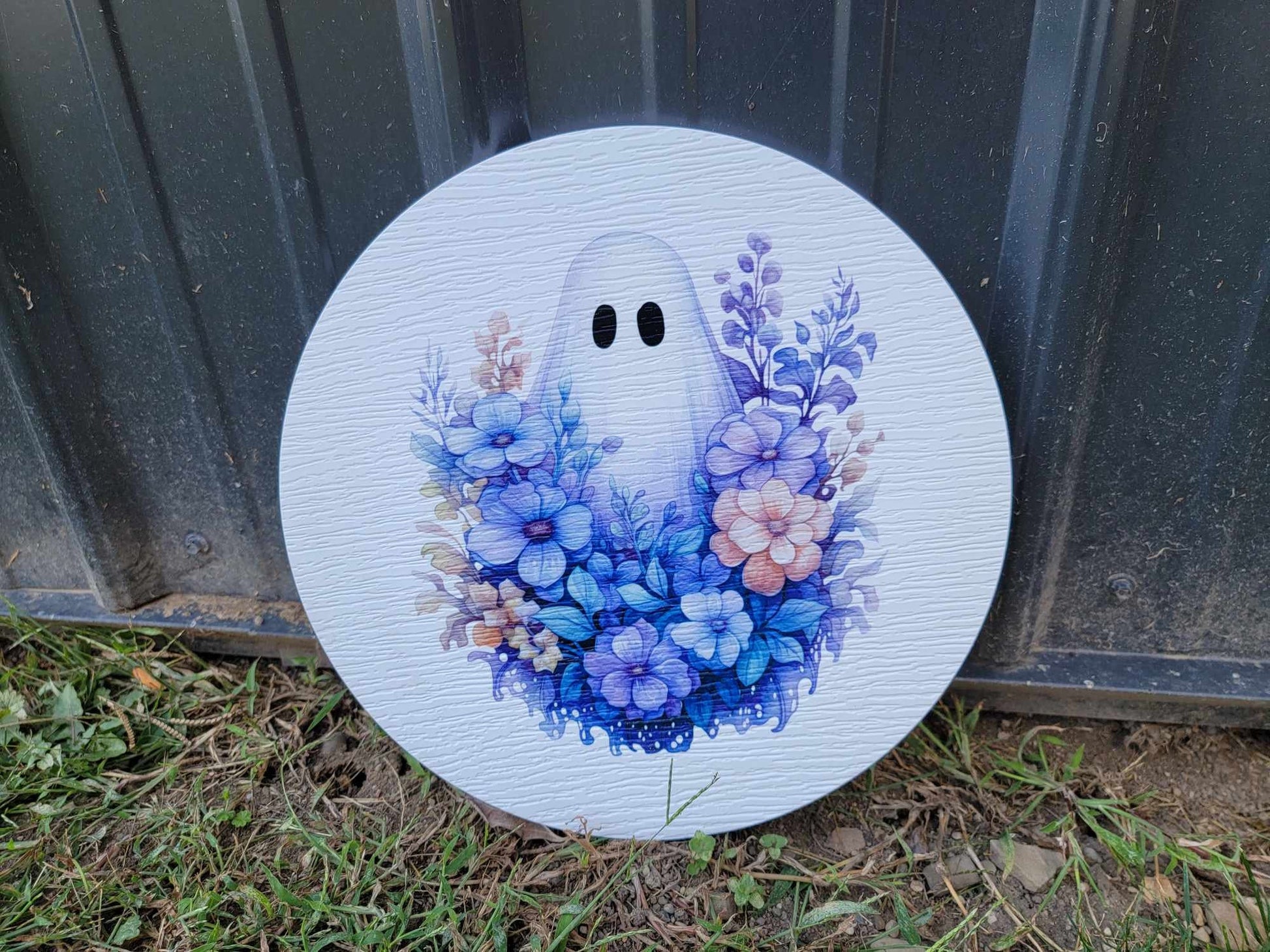 Purple Ghost Sign printed Pumkin Gourd Halloween Fall Porch Pumpkin Autumn Gourd PVC Weatherproof Ultraviolet Ink Doorhanger Outdoor Use