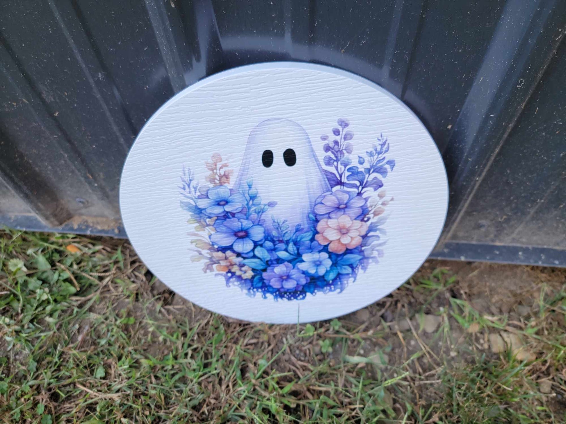 Purple Ghost Sign printed Pumkin Gourd Halloween Fall Porch Pumpkin Autumn Gourd PVC Weatherproof Ultraviolet Ink Doorhanger Outdoor Use