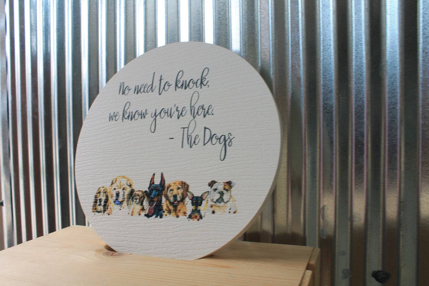 Door Sign Printed Sign No need to knock Dogs Dog Lover Pet Owner Soliciting PVC Outdoor Weatherproof Fadeproof Decor Sign for home