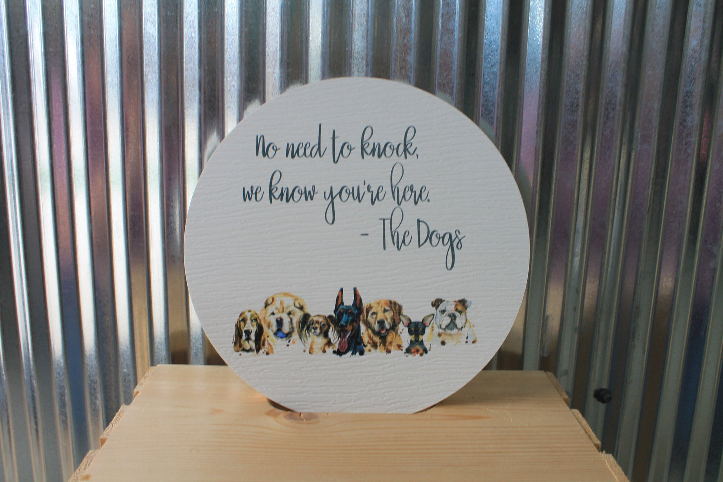 Door Sign Printed Sign No need to knock Dogs Dog Lover Pet Owner Soliciting PVC Outdoor Weatherproof Fadeproof Decor Sign for home