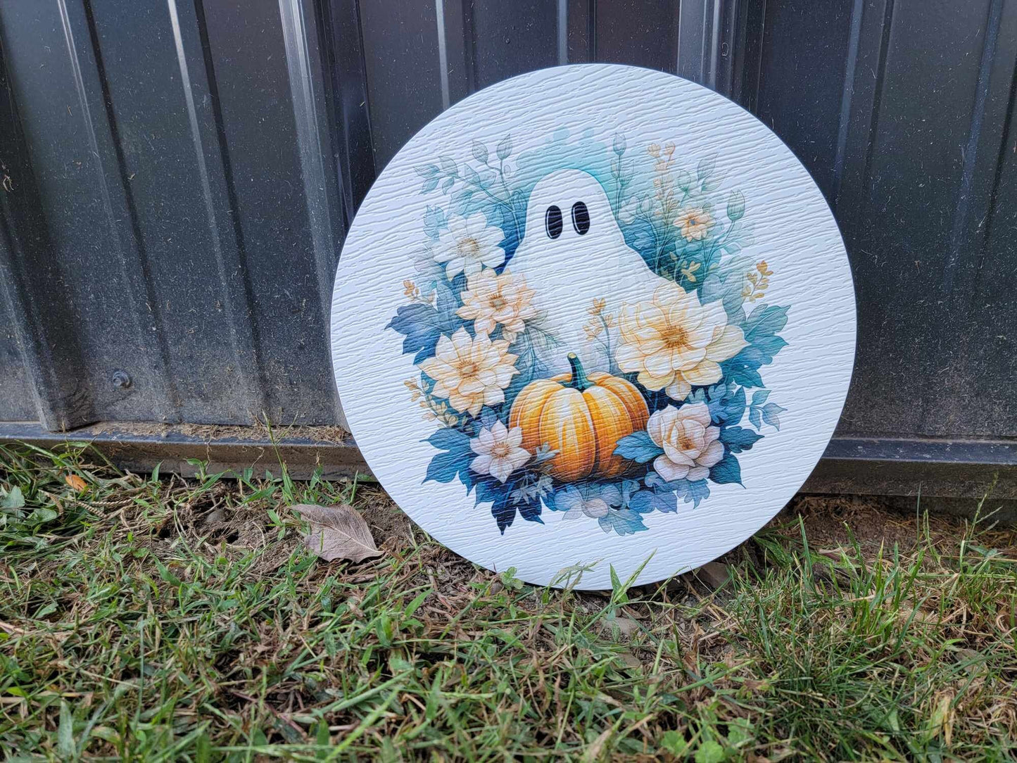 Ghost Sheet Green Sign printed Pumpkin Halloween Fall Porch Pumpkin Autumn Gourd PVC Weatherproof Ultraviolet Ink Doorhanger Outdoor Use