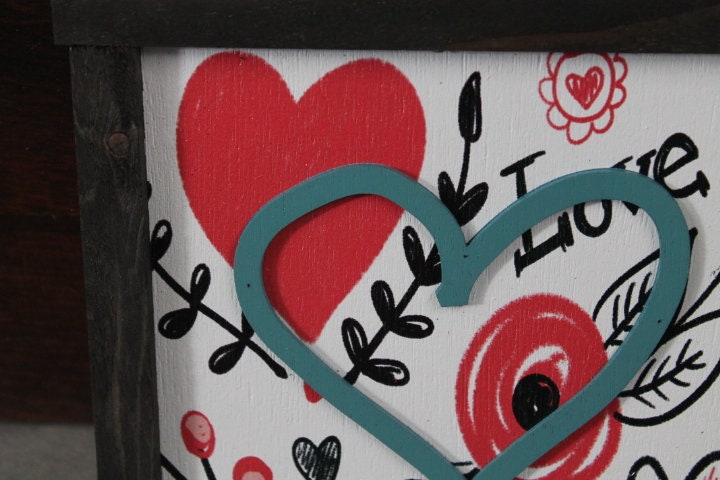 Heart Home Decor Handmade Valentines Day Holiday Seasonal Pink Love Laurel Wall Art Farmhouse Primitive Rustic