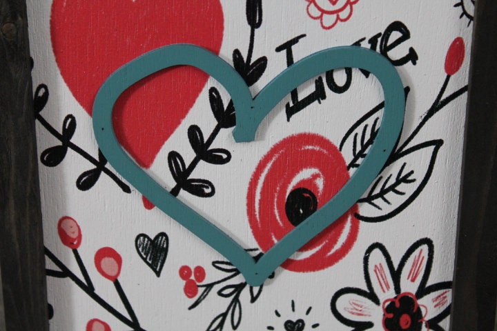 Heart Home Decor Handmade Valentines Day Holiday Seasonal Pink Love Laurel Wall Art Farmhouse Primitive Rustic