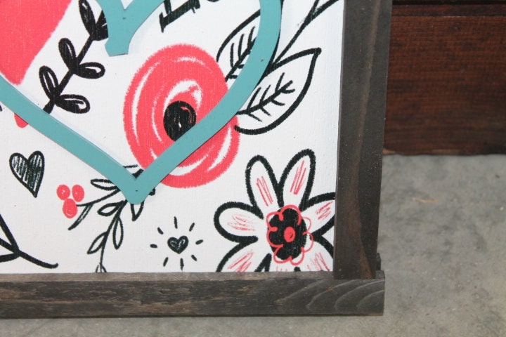 Heart Home Decor Handmade Valentines Day Holiday Seasonal Pink Love Laurel Wall Art Farmhouse Primitive Rustic