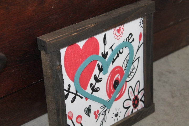 Heart Home Decor Handmade Valentines Day Holiday Seasonal Pink Love Laurel Wall Art Farmhouse Primitive Rustic