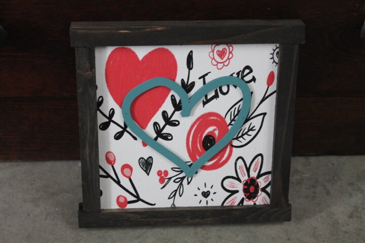 Heart Home Decor Handmade Valentines Day Holiday Seasonal Pink Love Laurel Wall Art Farmhouse Primitive Rustic