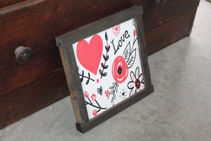 Heart Sign Print Home Decor Handmade Valentines Day Holiday Seasonal Pink Love Laurel Wall Art Farmhouse Primitive Rustic