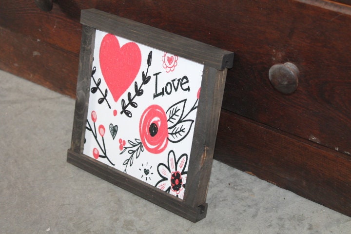 Heart Sign Print Home Decor Handmade Valentines Day Holiday Seasonal Pink Love Laurel Wall Art Farmhouse Primitive Rustic