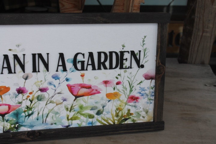 Garden Spring Decor Time Began in a garden Floral Colorful Bright Inspiring Uplifting Text 3D Raised Text Wall Decoration Primitive Rustic