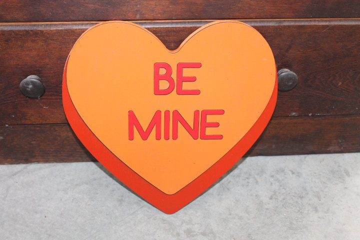 Be Mine Orange Candy Conversation Heart Cutout Valentines Day Gift Photography Prop Handmade Homedecor Raised 3D Sign Wall Art