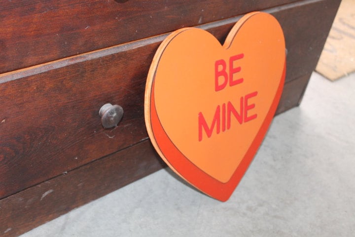 Be Mine Orange Candy Conversation Heart Cutout Valentines Day Gift Photography Prop Handmade Homedecor Raised 3D Sign Wall Art