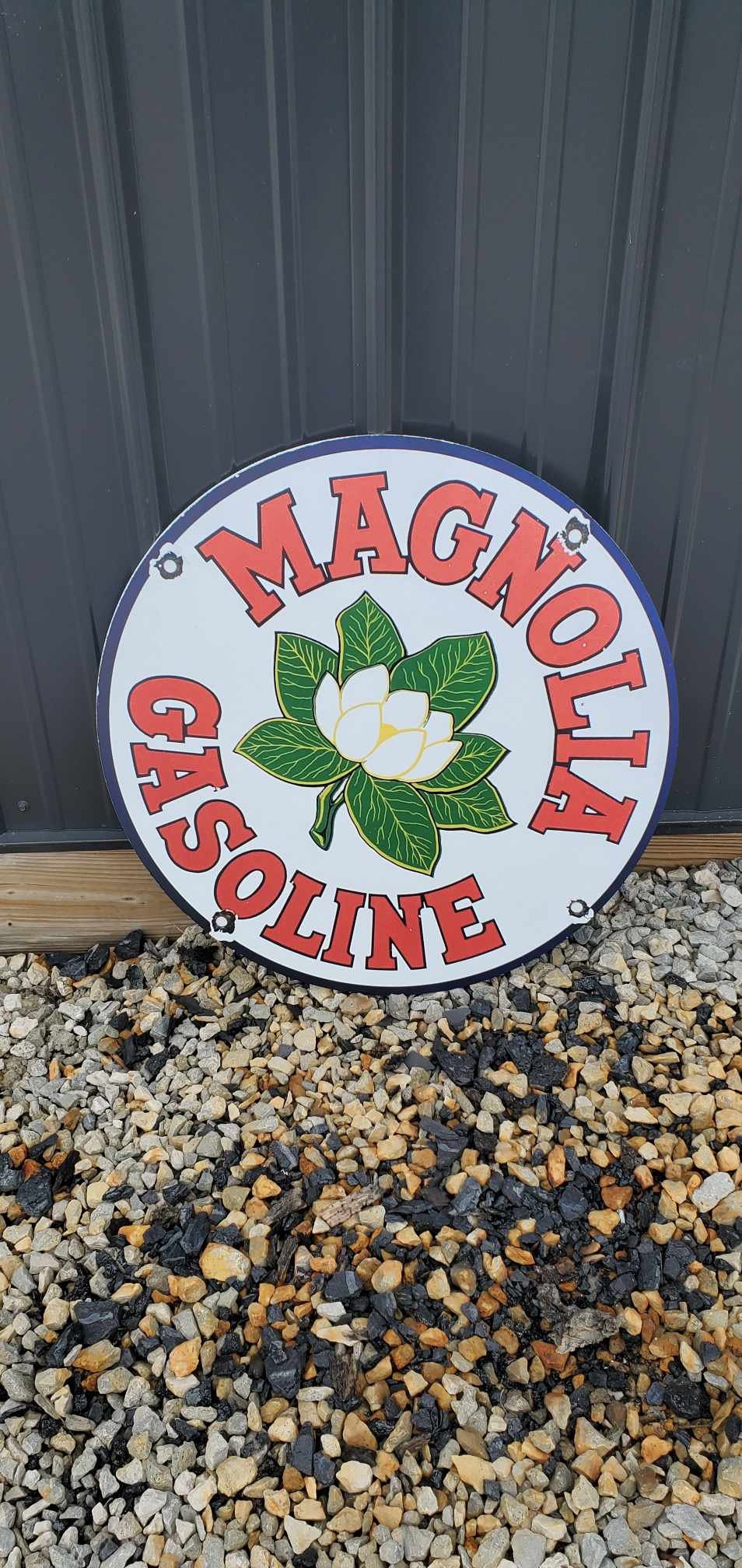 Magnolia Gasoline Oil Gas Station Reproduction Garage Sign For Him Giftable Aluminum Sign Printed Memorabilia Classic Petroliana Petroleum