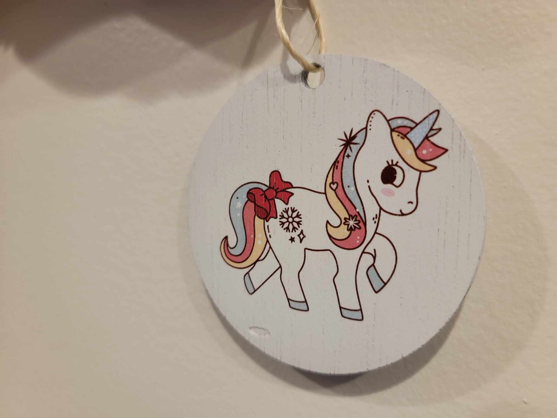 Unicorn Pony Rainbow Cryptic Ornament Collector Cute Mythical Printed Snowflake Keychain Giftable Gift for Him Gift for her Wooden