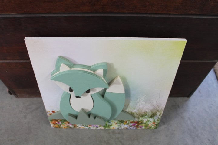 Woodland Fox Floral Teal Kit Color Baby Gift Girls Room Handmade Spring Nursery Decor 3D Raised Text Wall Décor Decoration Primitive