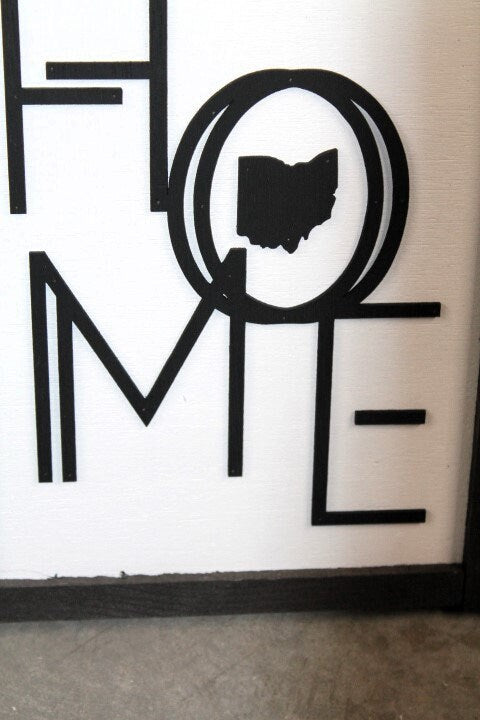 Ohio Home Minimalist Heart of it all Handmade Raised Text 3D Framed State Wall Decor Ohio Gift Home State Hometown Proud Wooden Sign